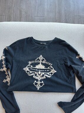 Street Saint Authentic Black Long-Sleeve Graphic Tee